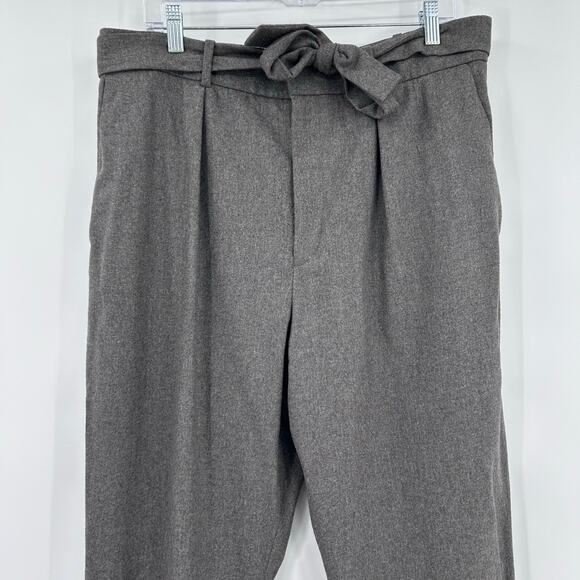 New Polo Ralph Lauren Wool Blend Trouser Pants Gray Tie Waist Womens Size 14 - Picture 4 of 11